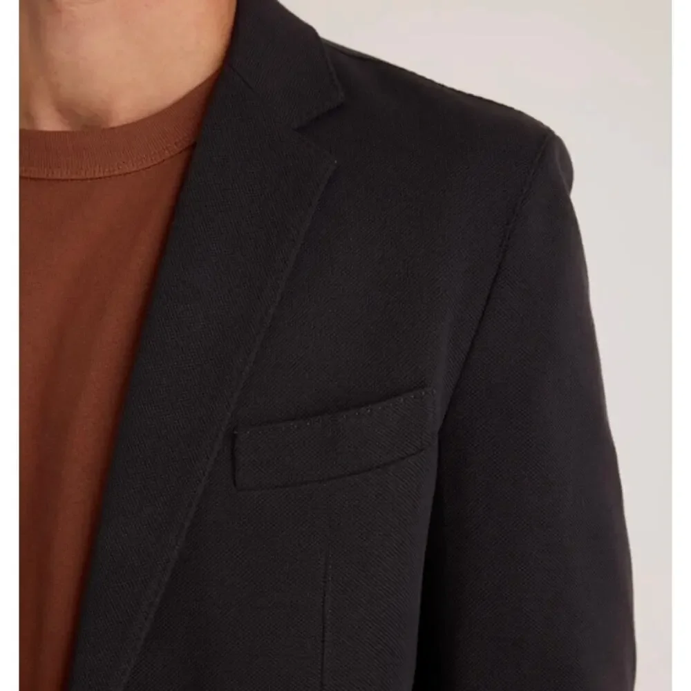 New! Quince Men's Cotton Pique Knit Blazer Black Sz Large